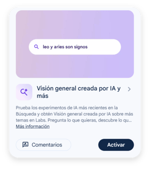 Activar experimentos de IA con Google