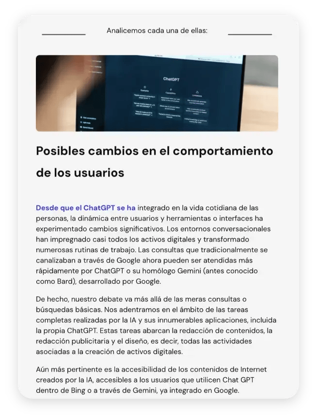 Cambios en el comportameinto de los usuarios