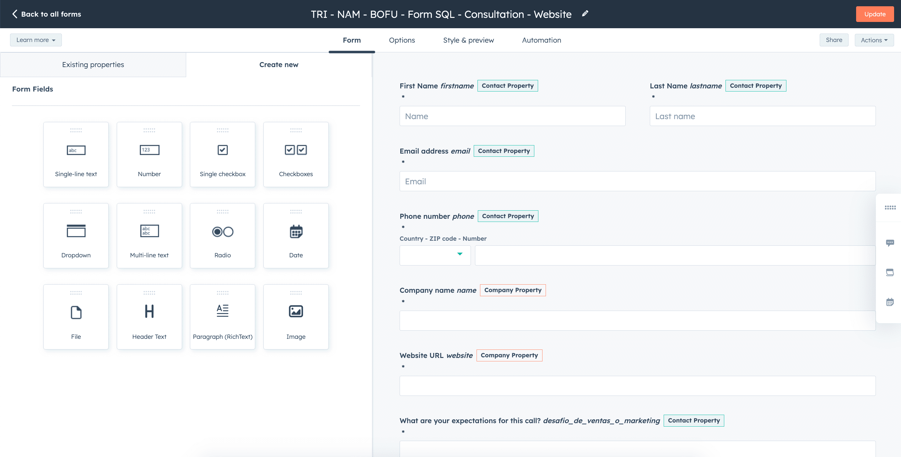 Set up a lead form