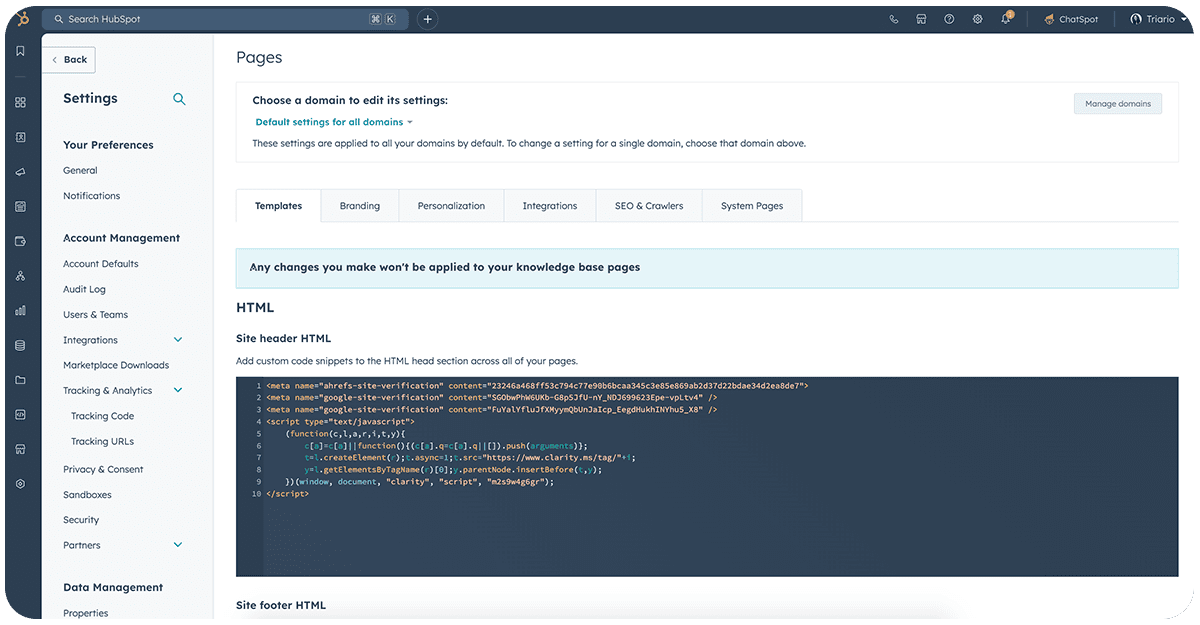 Install tracking code on the website