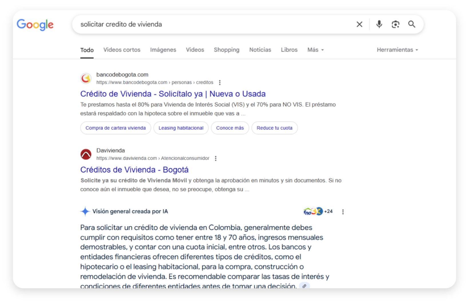 Ejemplo busqueda generativa SGE