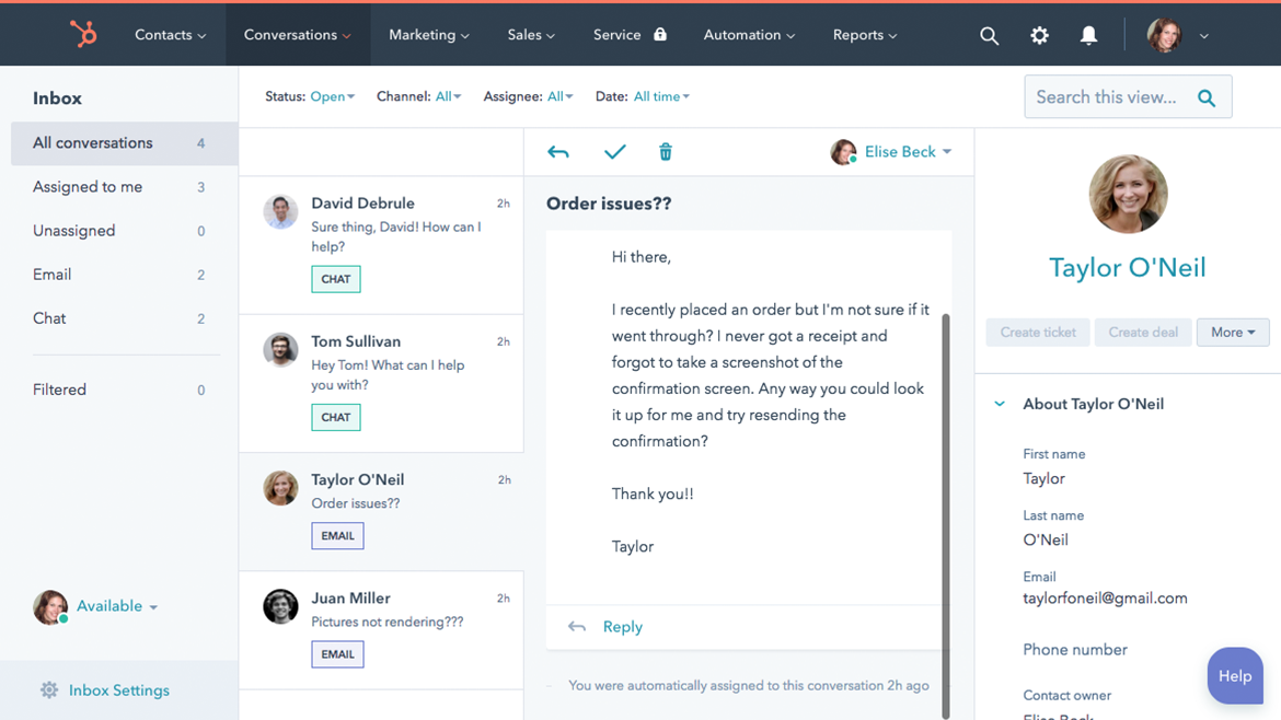 HubSpot inbox HubSpot inbox