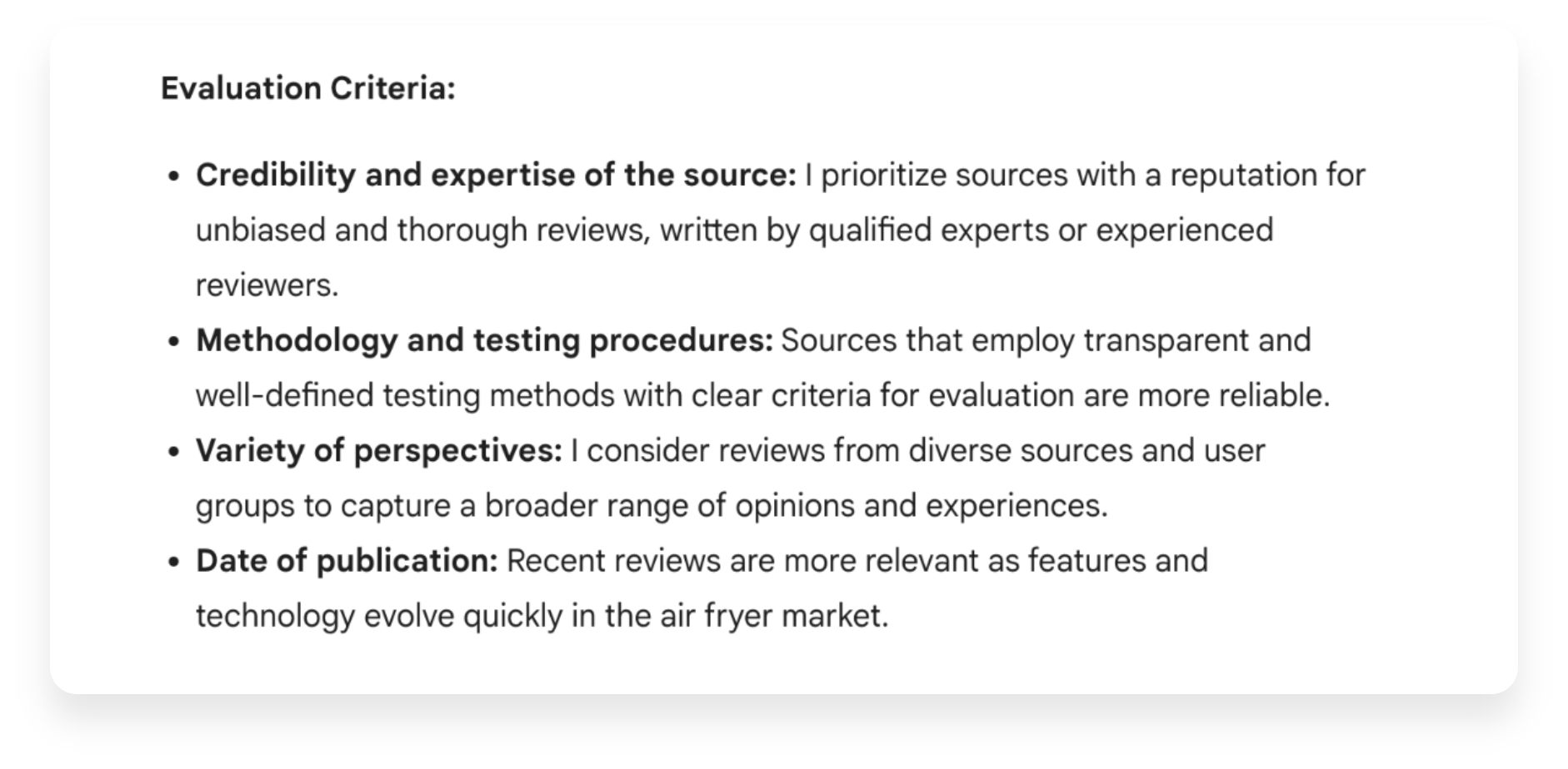 Evaluation Criteria Evaluation Criteria