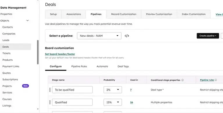 Setup de propiedades, pipelines y herramientas